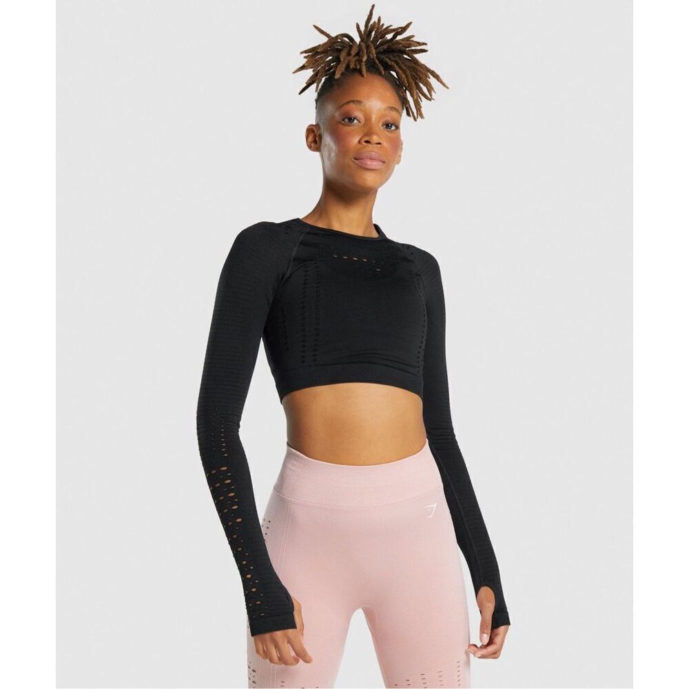 Gymshark GLOW LONG SLEEVE SEAMLESS CROP TOP size small